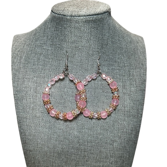 Pink Hoop Earringa - Picture 5 of 5